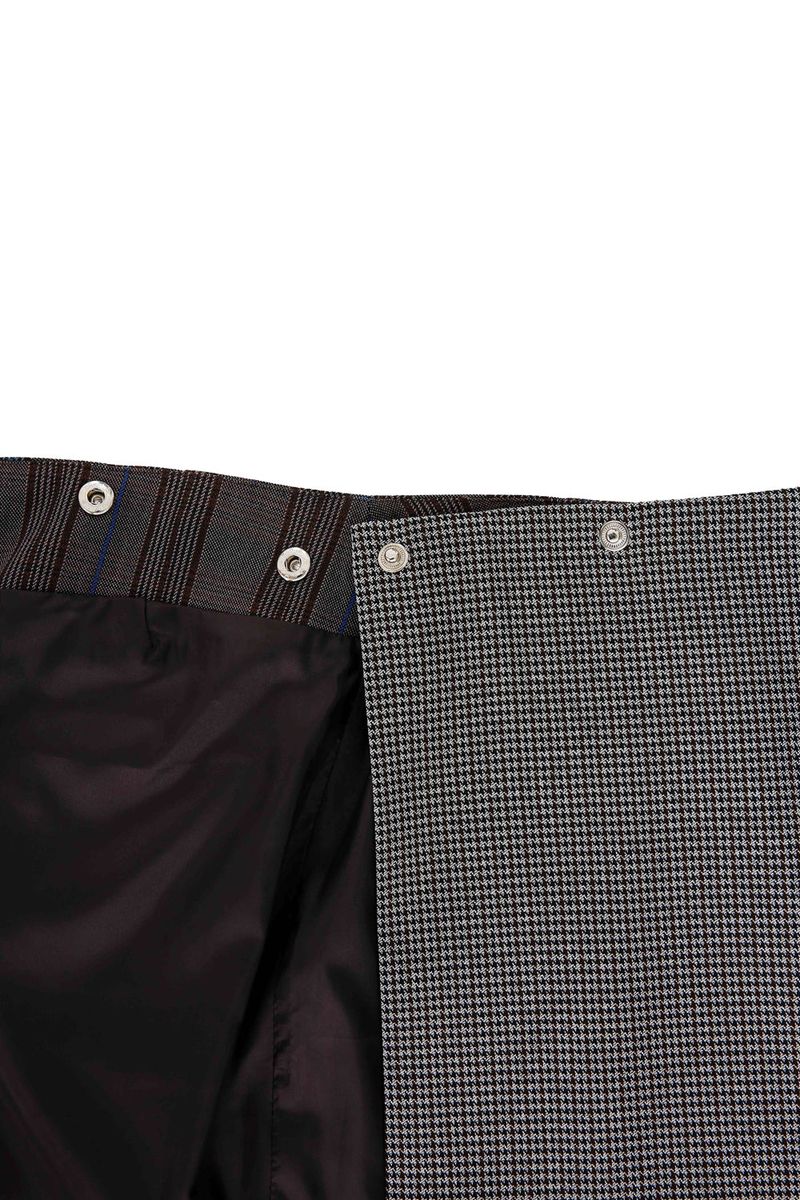 Check Panelled Mini Wrap Skirt _ Brown