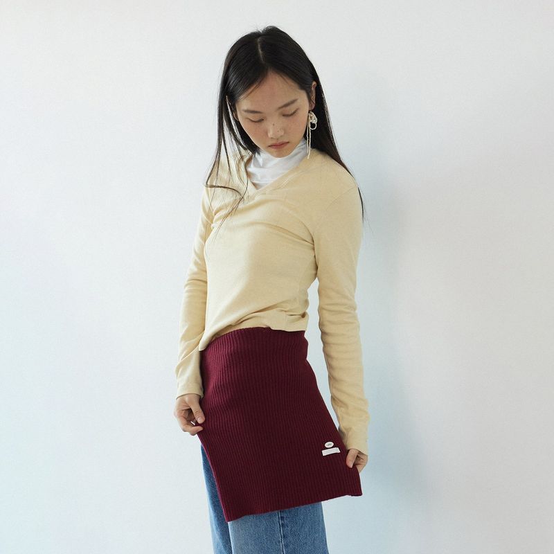 Wool V-neck daily long sleeve_yellow