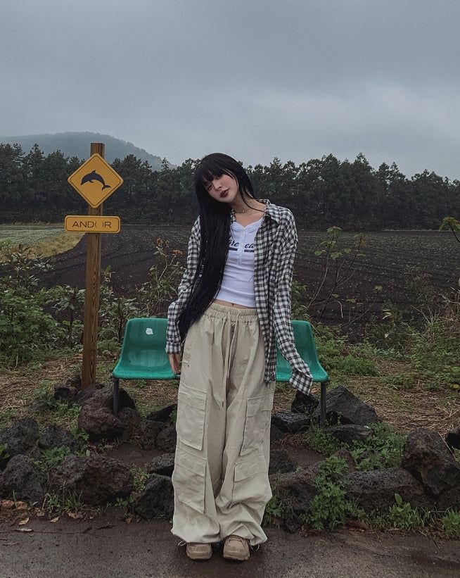 ruby zipper wide cargo pants
