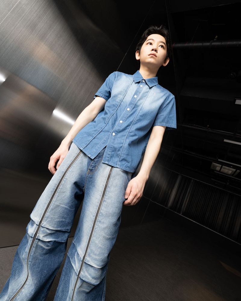 Long Zipper Denim Pants (Blue)