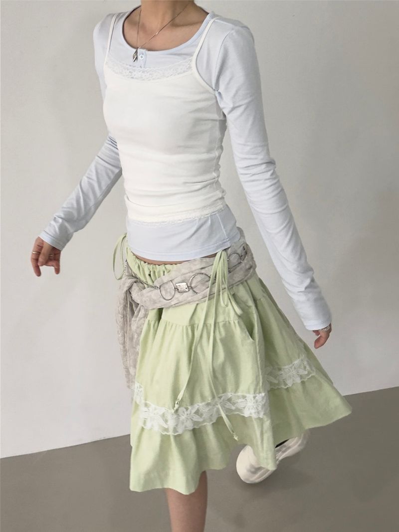 Double Drawstring Tiered Skirt (Bio-washed)