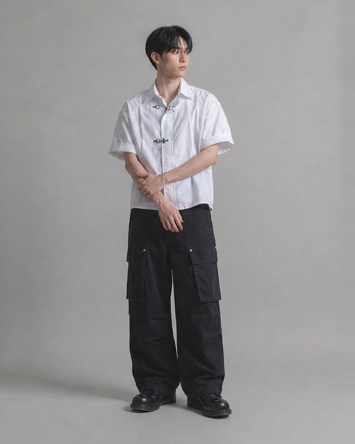 (M's) ファイヤーマンバックル ナイロン シャツ