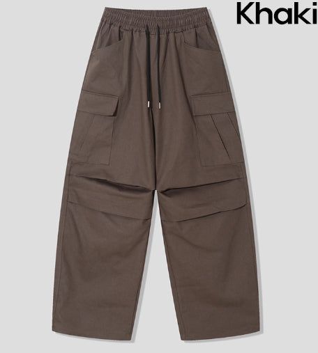 Wild pin tuck cargo cotton pants
