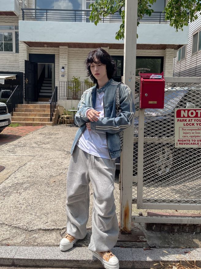 Wings Track Gradient Pinch Denim Jacket