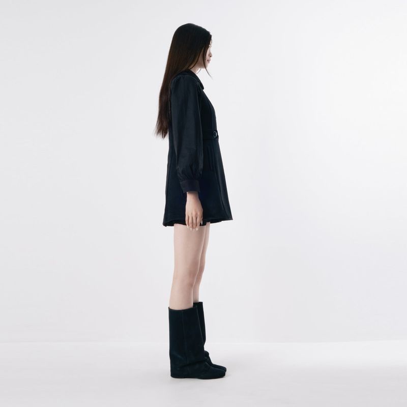Wool button mini dress 001