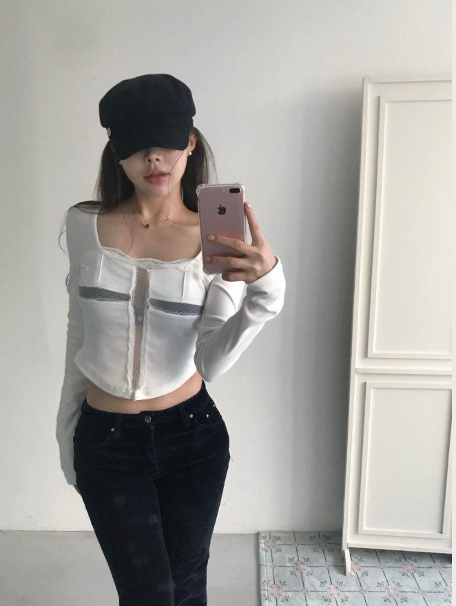 cloudemotion(クラウドエモーション)の「peil ron slim + lace top(Tops)」