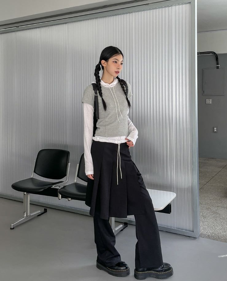 Epic Layered Pleated Skirt Pants