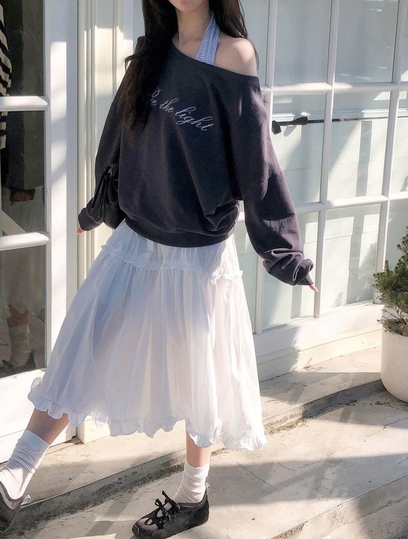 SHOPPERLAND(ショッパーランド)の「Madeleine Pleated Frill Tiered Midi Skirt (3color)(Skirts)」