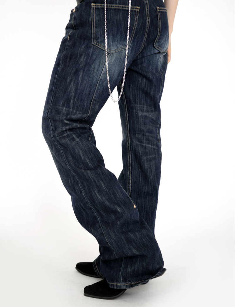 back rivet boots cut denim pants