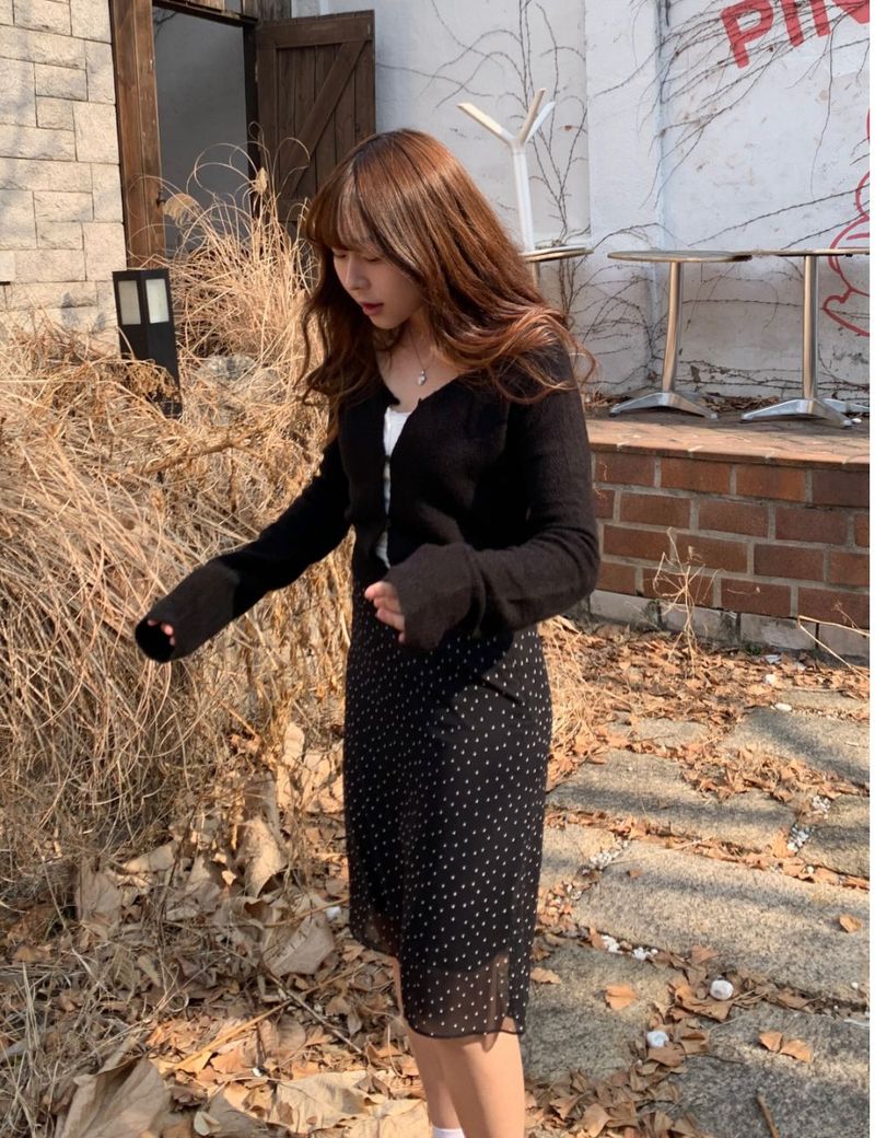 fine dot midi skirt