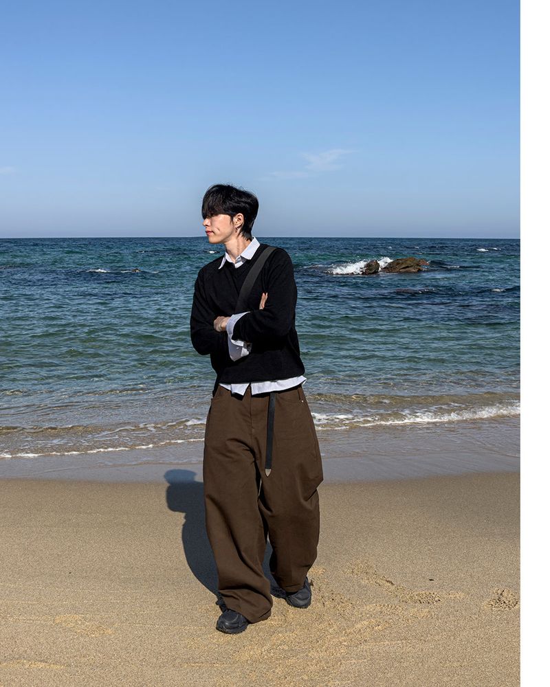 Bino Curved Wide Cotton Pants