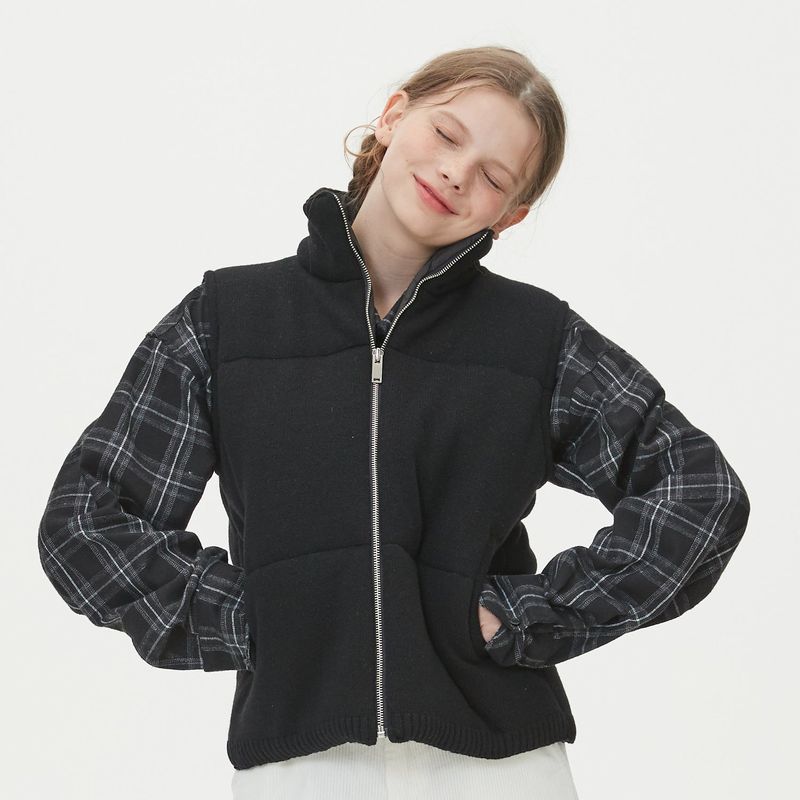 WARM PUFFER KNIT PADDING VEST_BLACK