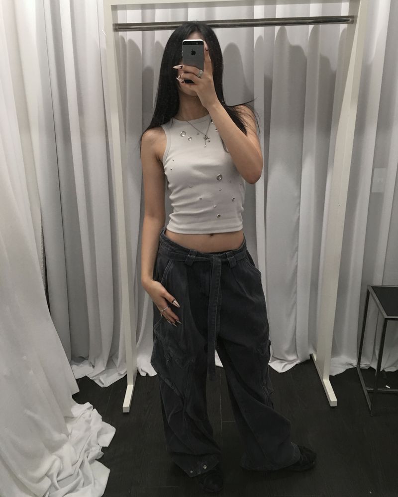 Belted dying cargo pants