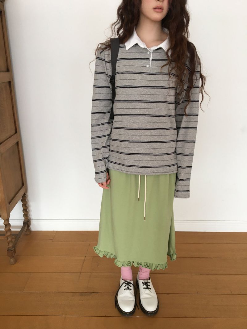 Sophie Frill Banding Long Skirt (4color)