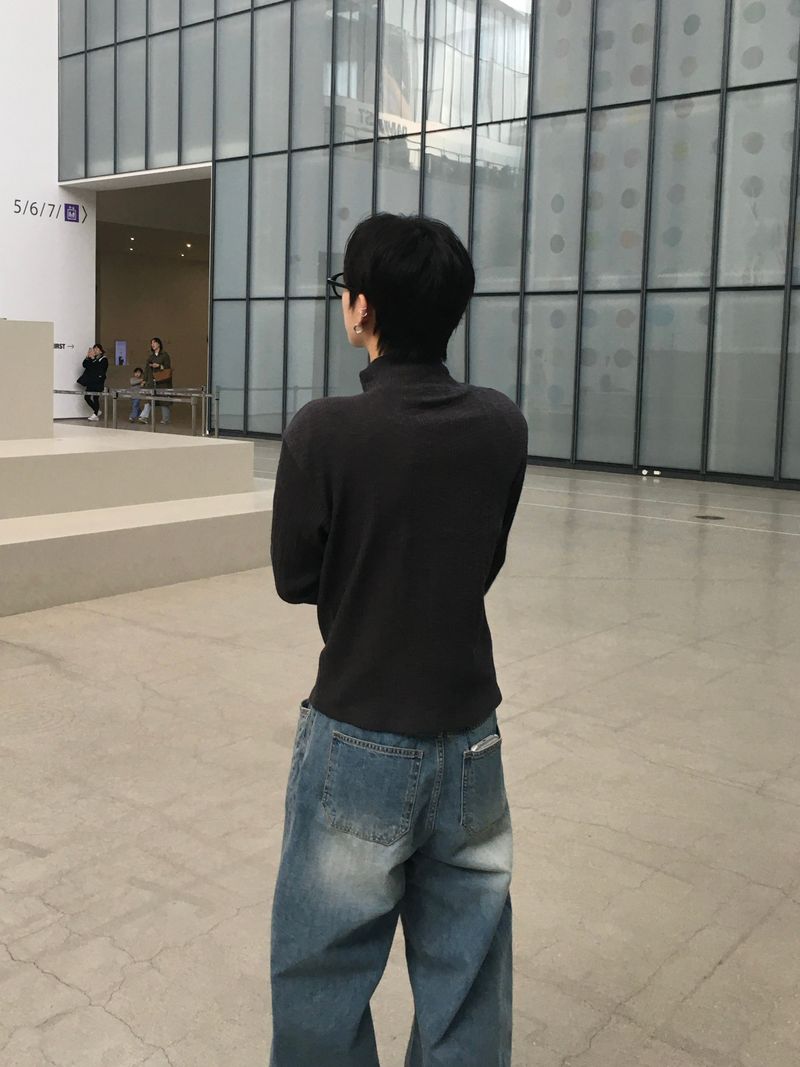 Arne Button Fly Curved Denim Pants