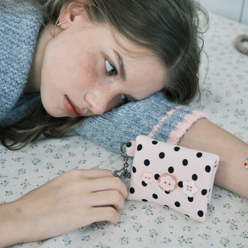 Dot button wallet_baby pink