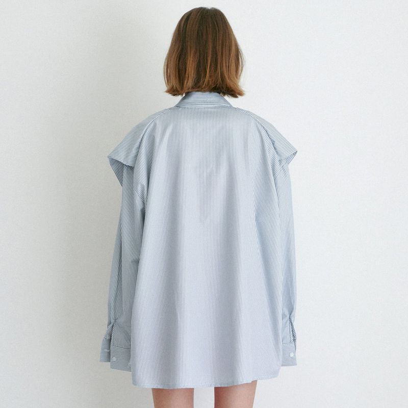  STRIPE SHAWL SHIRT / NAVY
