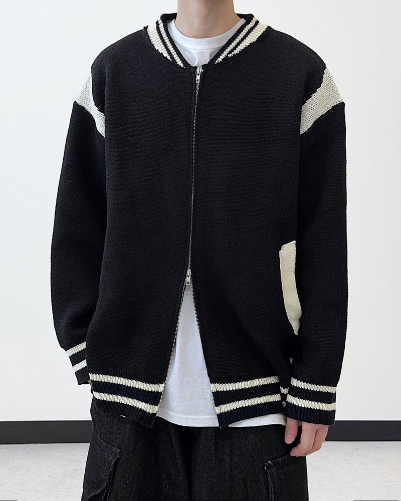 Noire Varsity Knit Zip-Up