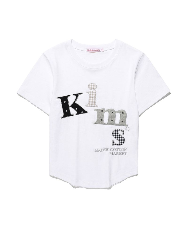 Kims Fresh Cotton Market(キムス フレッシュ コットン マーケット)の「メッシースターチェックアップリケT White(トップス)」