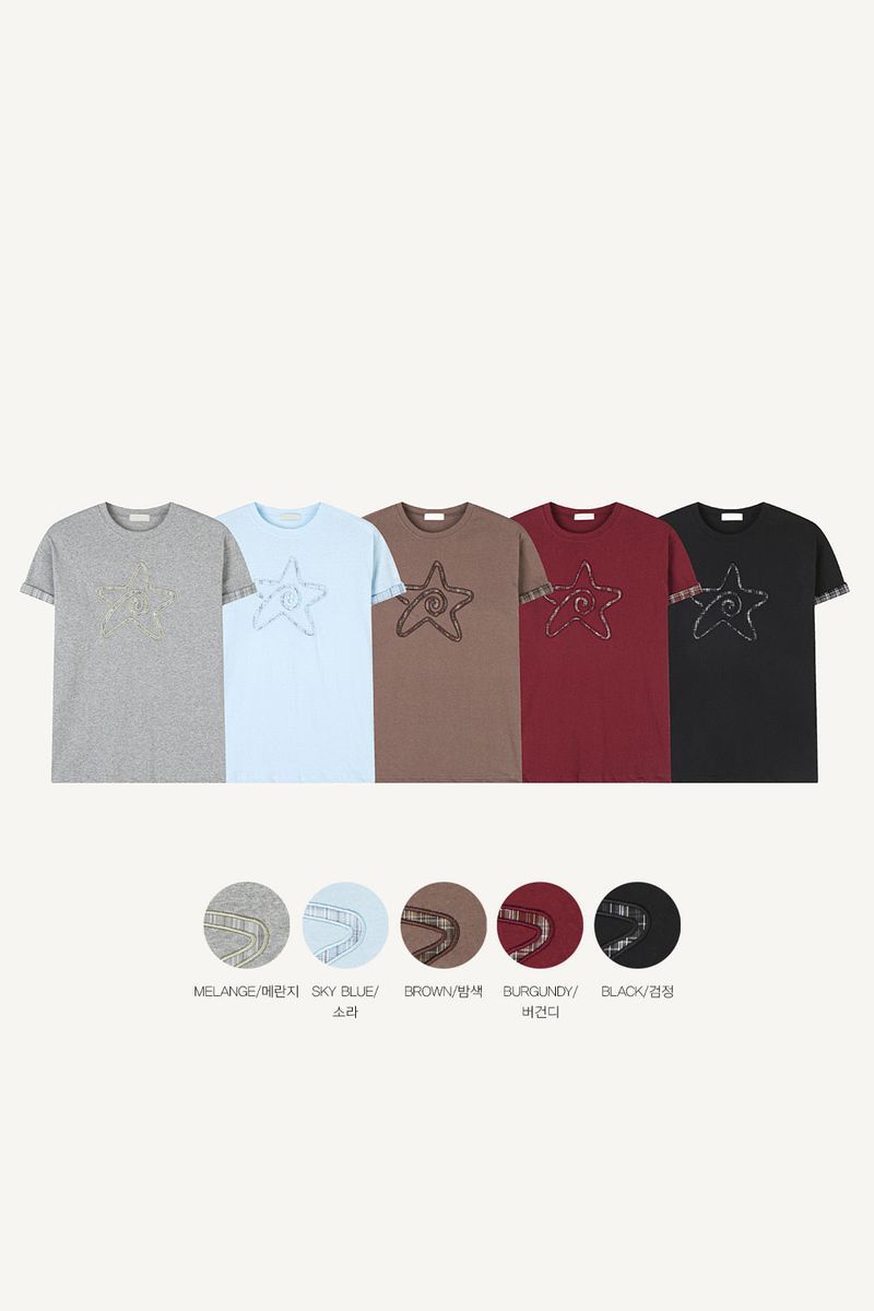 Check Star Applique T-shirt