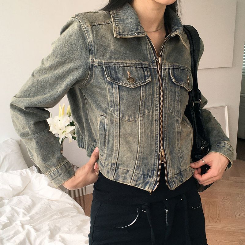 Bate vintage Y2K washed two-way denim jacket