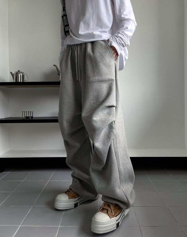 Fit double knee wide cotton training pants