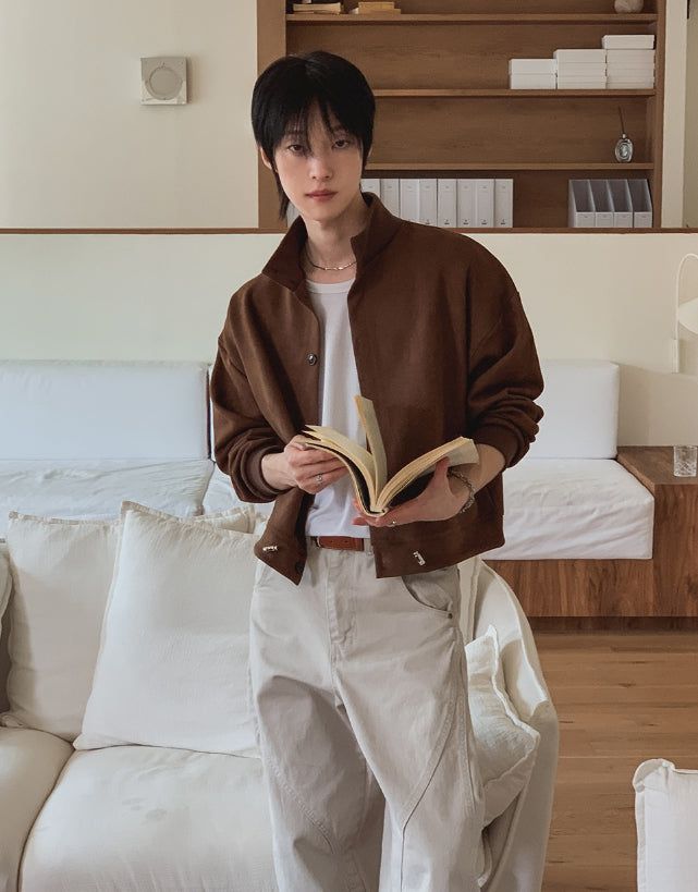 Kanji High-Neck Crop Cardigan