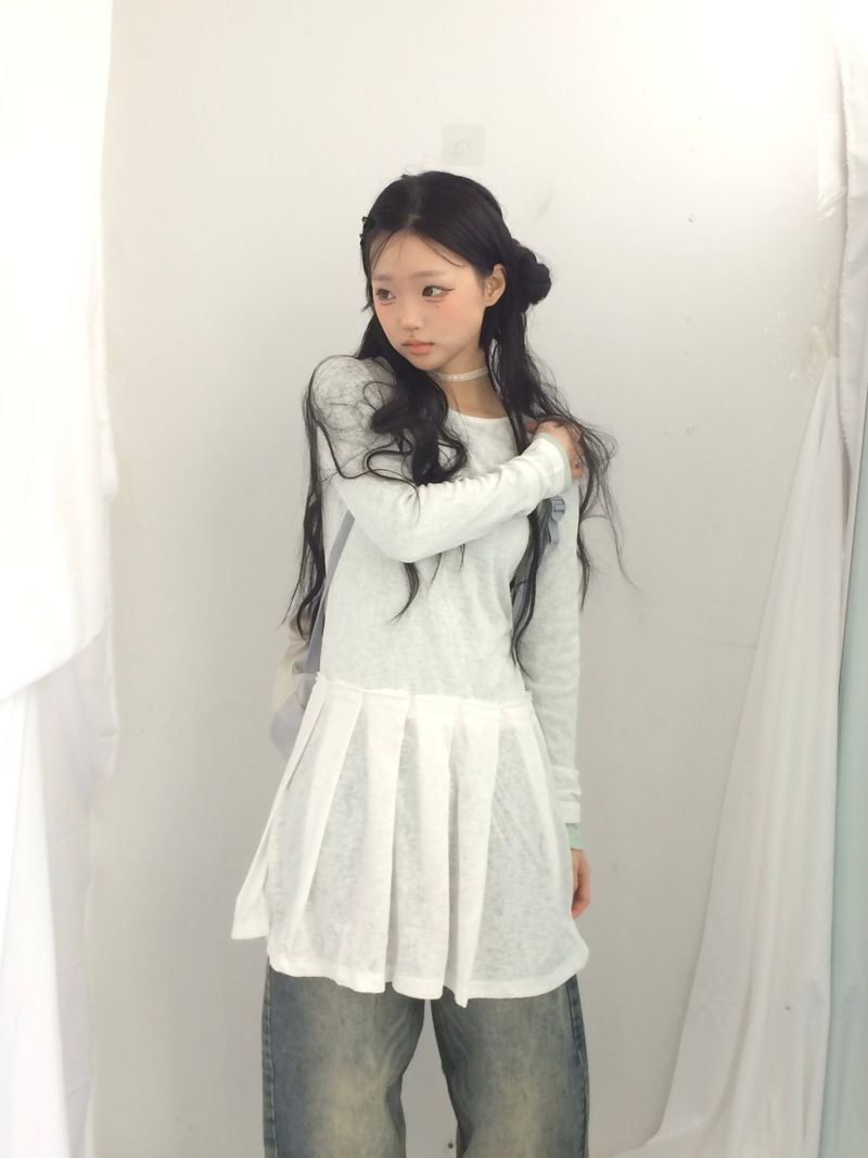 line and pleated dress