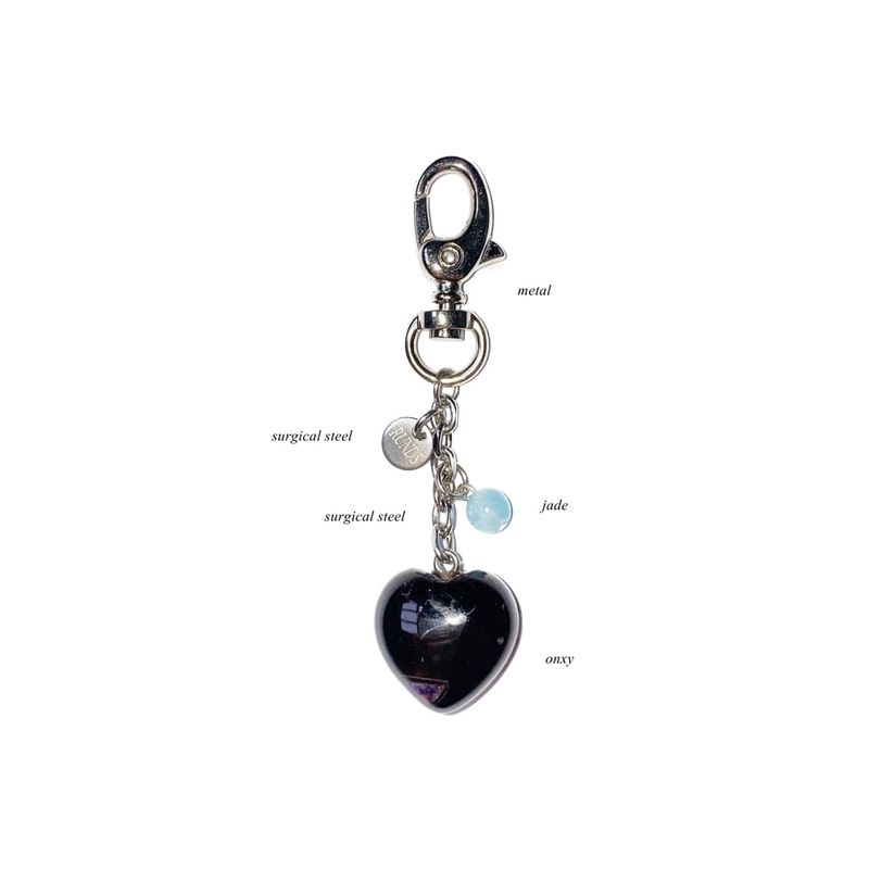 heart gemstone keyring (black)