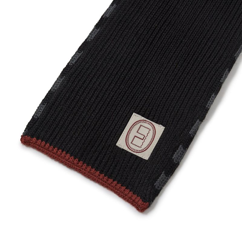 Striped knit muffler / Black charcoal