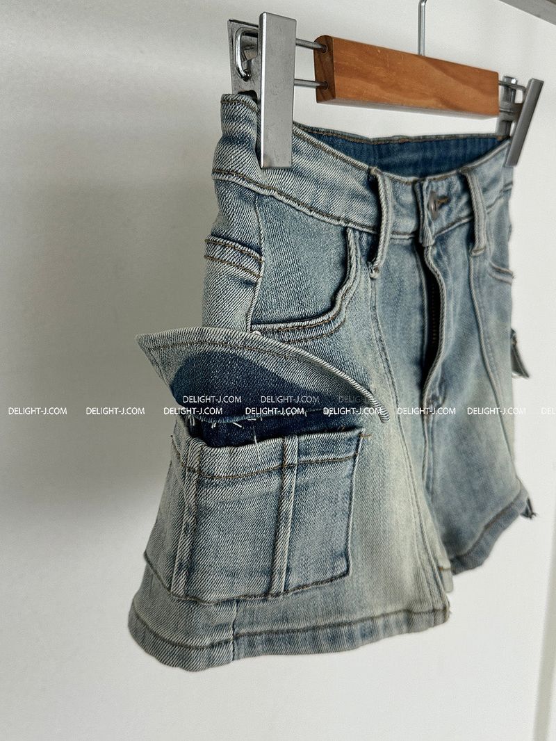 cargo denim hot pants