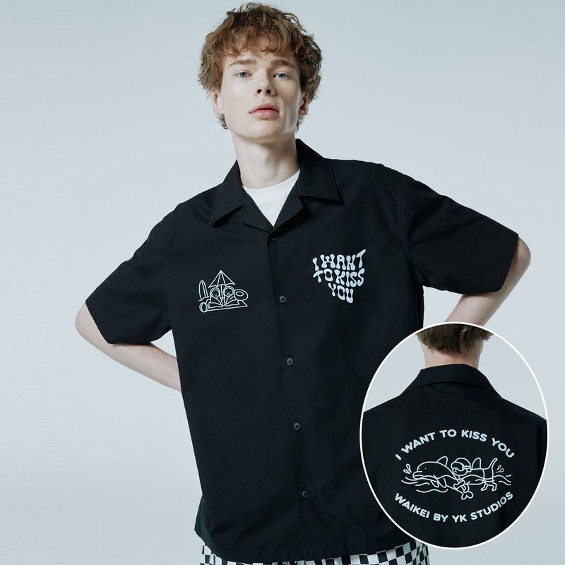 Puppy dolphin open collar shirts