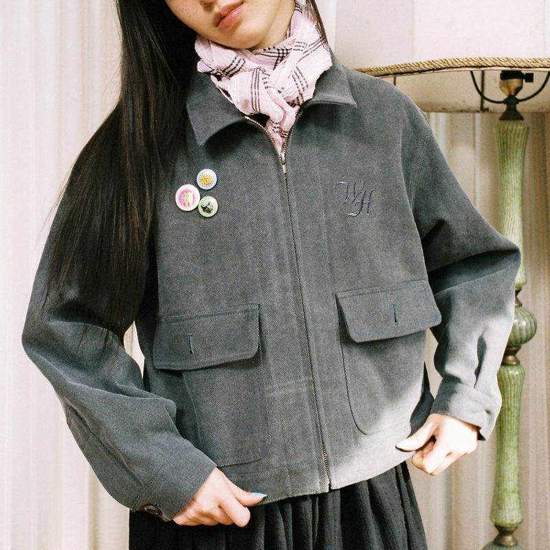 WEBHOUSE（ウェブハウス）の「Twill Badge ジャケット - チャコール（ジャケット/アウター）」
