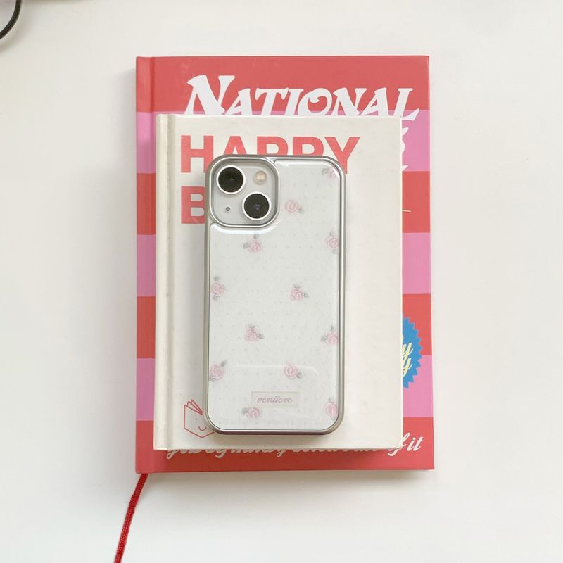 [MADE][Glass Silver Bumper Case]  Rose Stitch Knit Case