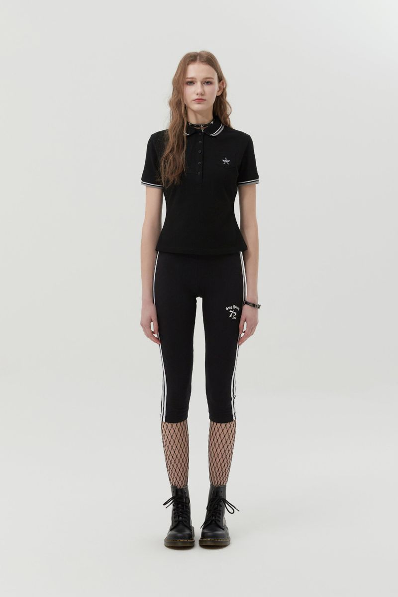 LINE POINT SHORT LEGGINGS [BLACK]