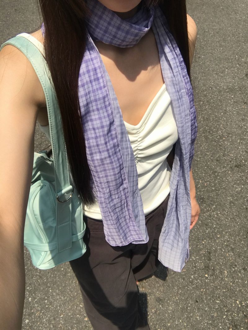 [ORIGINAL] Wimming check wrinkle scarf