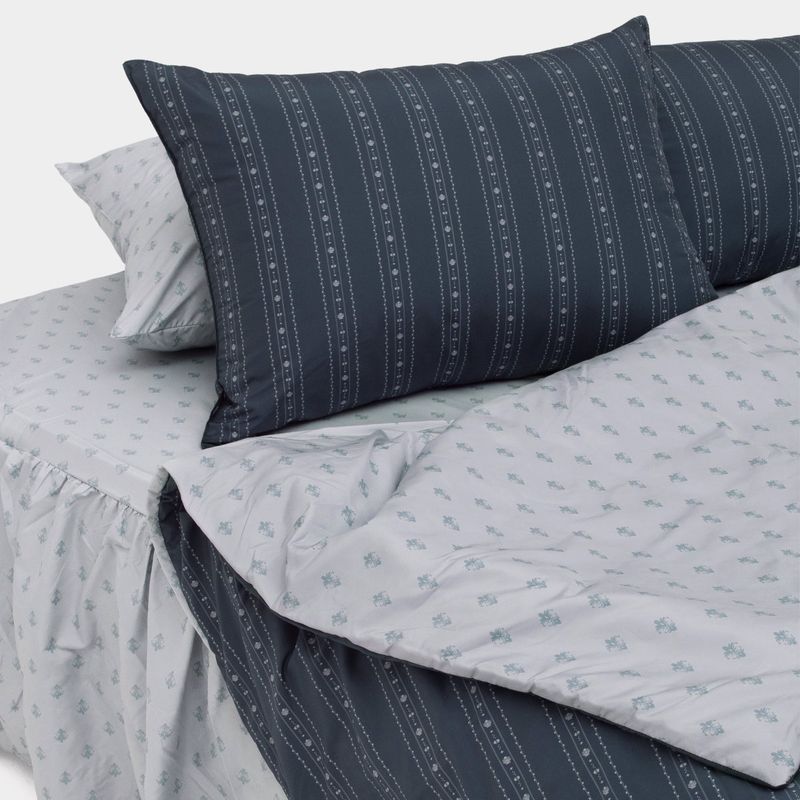 Dust-Free Fleur - Navy Duvet Cover - K size