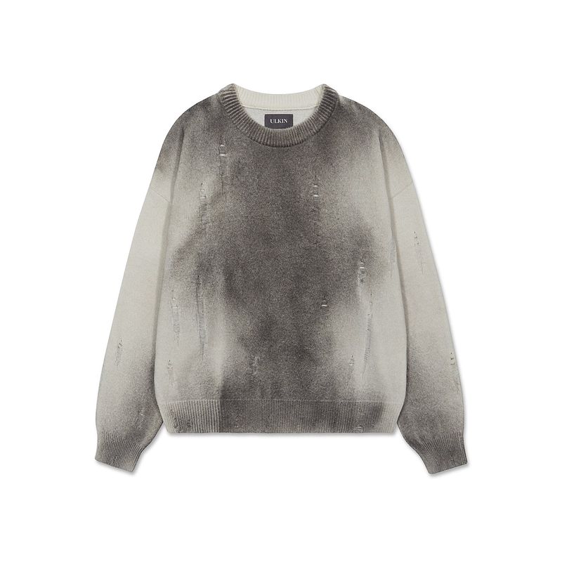 ULKIN（オルキン）の「[24SS LSD COLLECTION]  Spray Damaged Round Knit_Grey（Tops）」