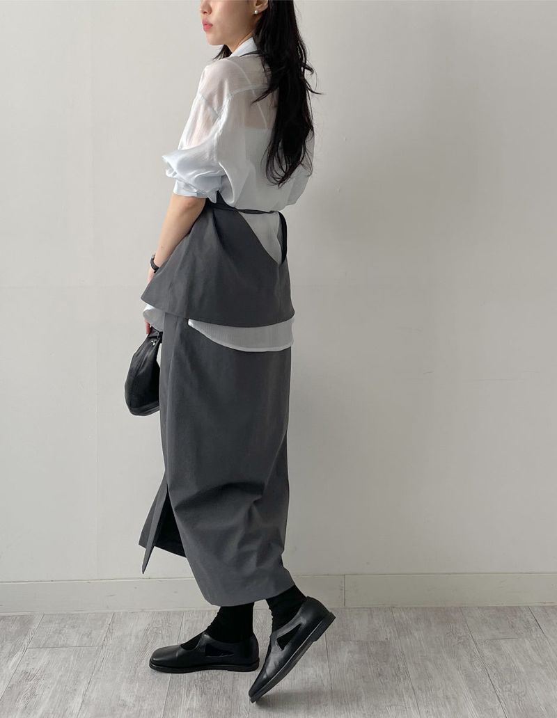 [Set-up Available] Catch Slit Banding Long Skirt