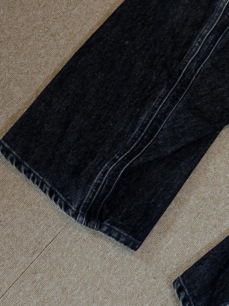 [Premium] Floppy Curved Denim Pants (Blue)