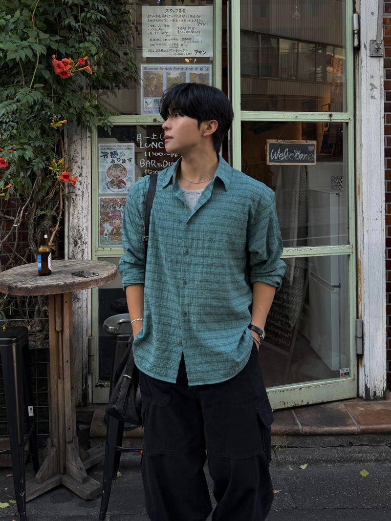 Suede check shirt