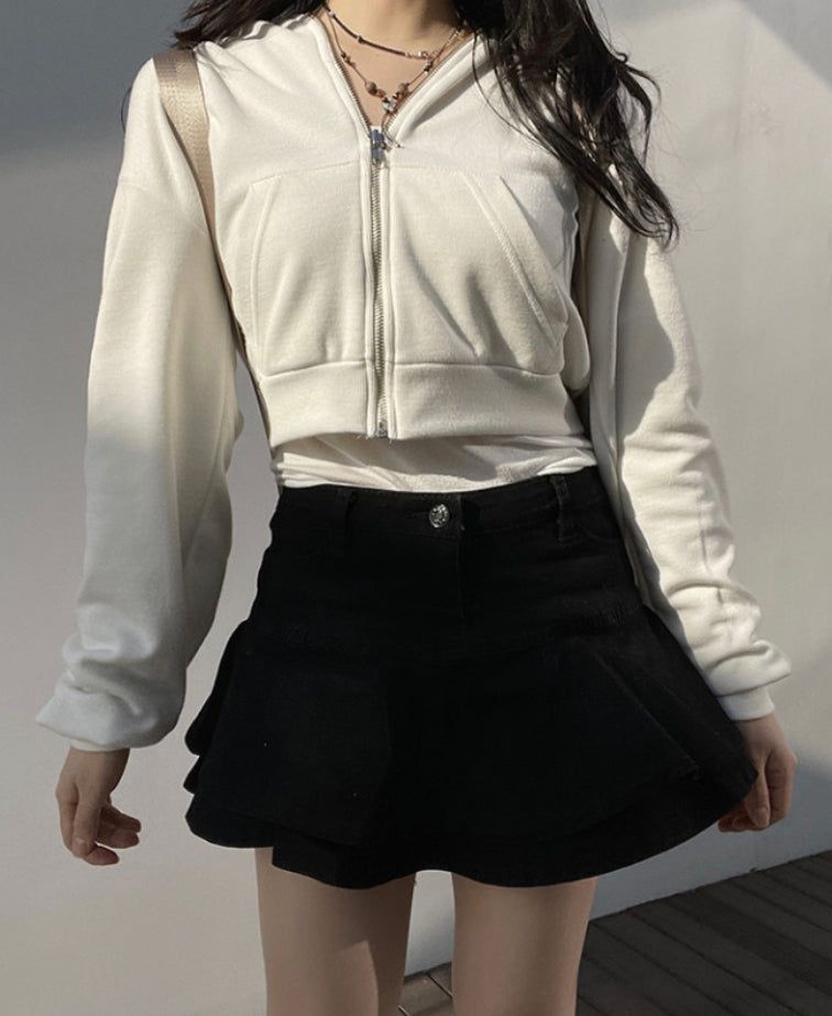 crop soft Hood zipup
