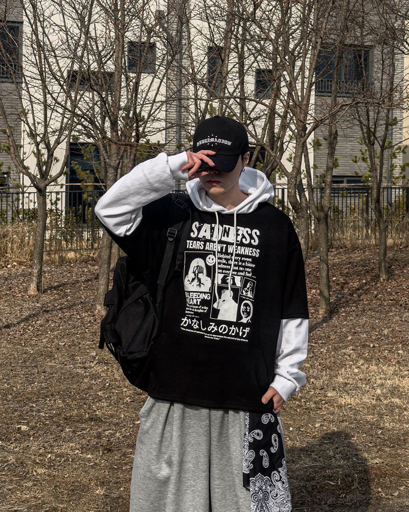 Sad Layered Oversized Hoodie