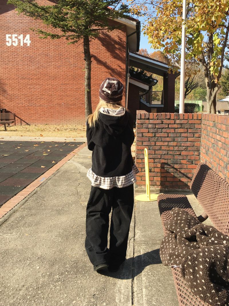 Down Lining Corduroy Wide Pants