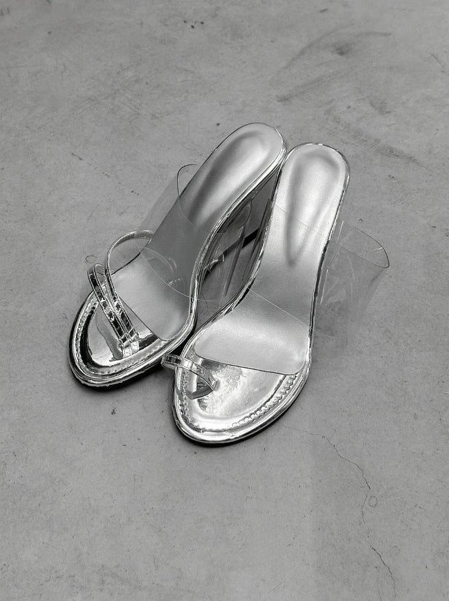 1207 Unbalanced Strap Sandals Wedge Heels (8cm)