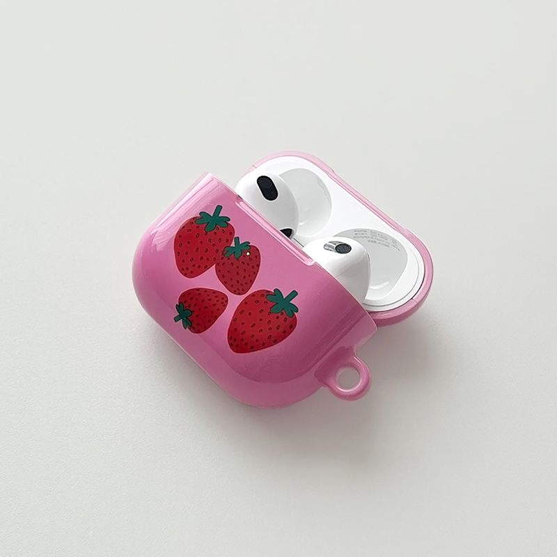 strawberry glossy airpods case(pink)