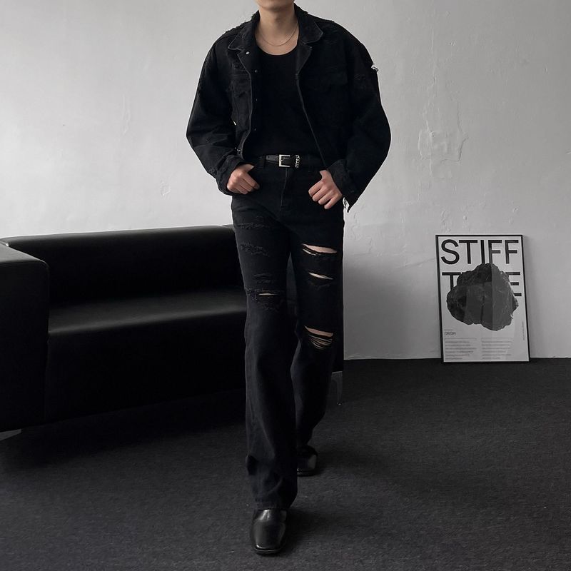 MG624,625 incision damage jean jacket (2 colors)