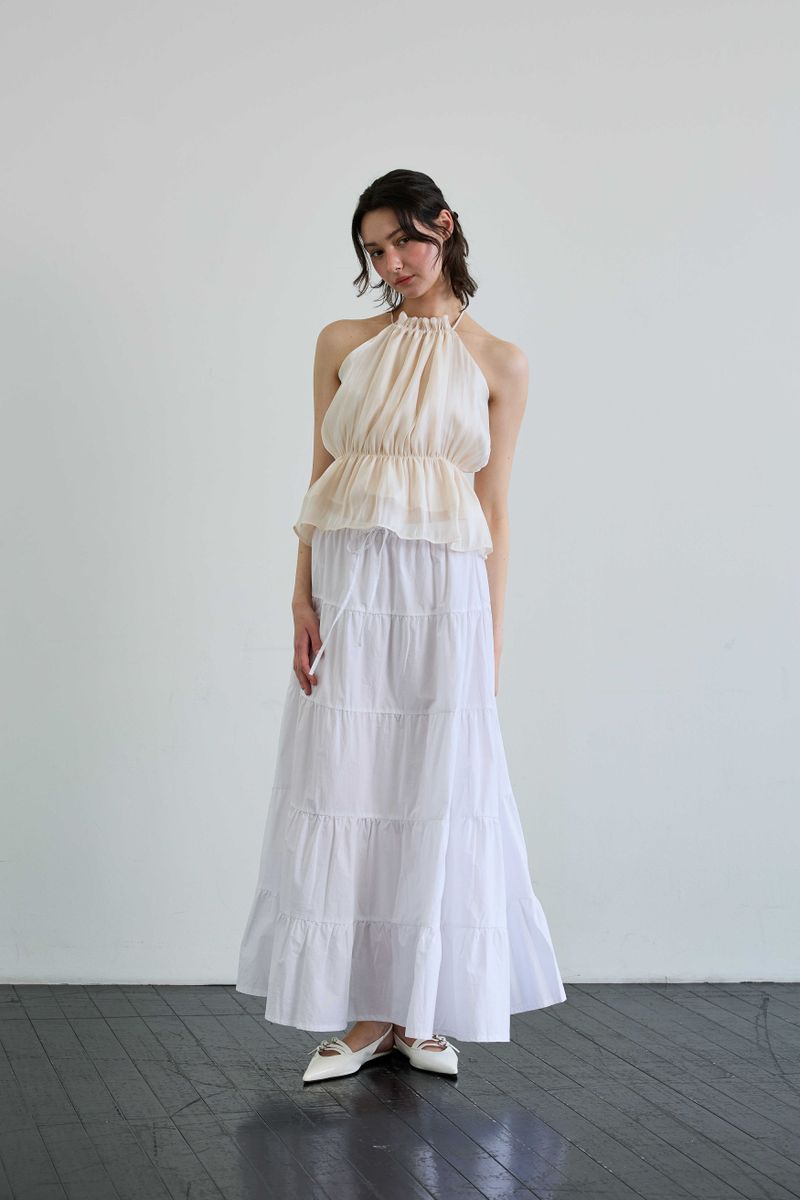 PEARL HALTERNECK TOP / IVORY