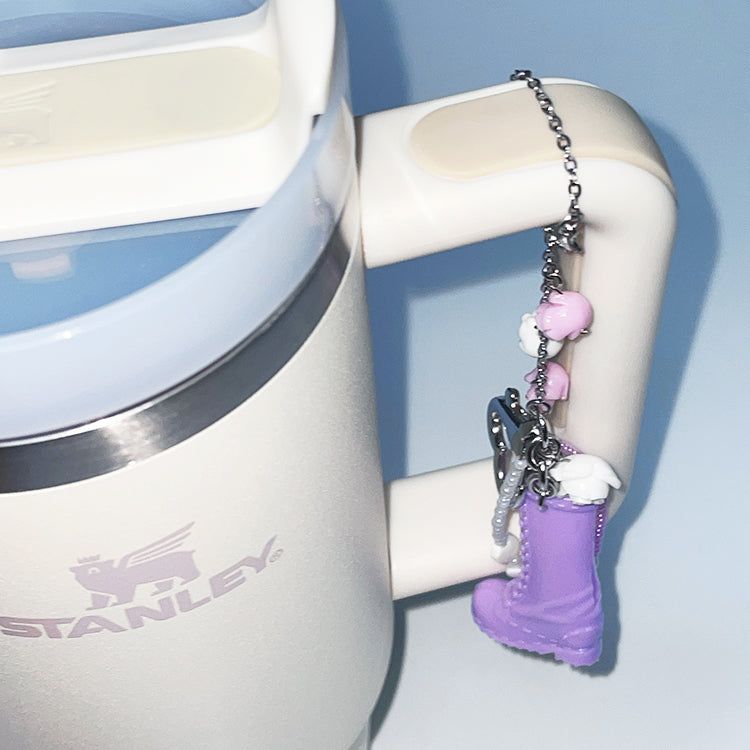Rose Chain Purple Boots Pendant Bag Keyring Tumbler Charm