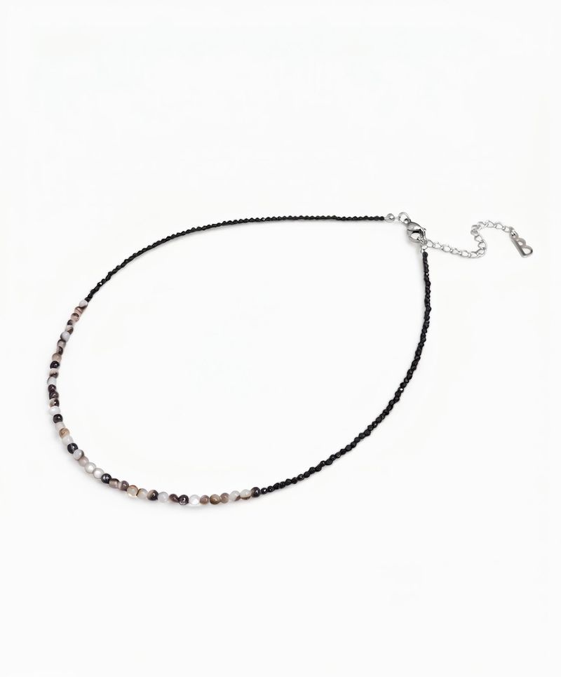 Men’s black beaded necklace_CLEF Note NEC